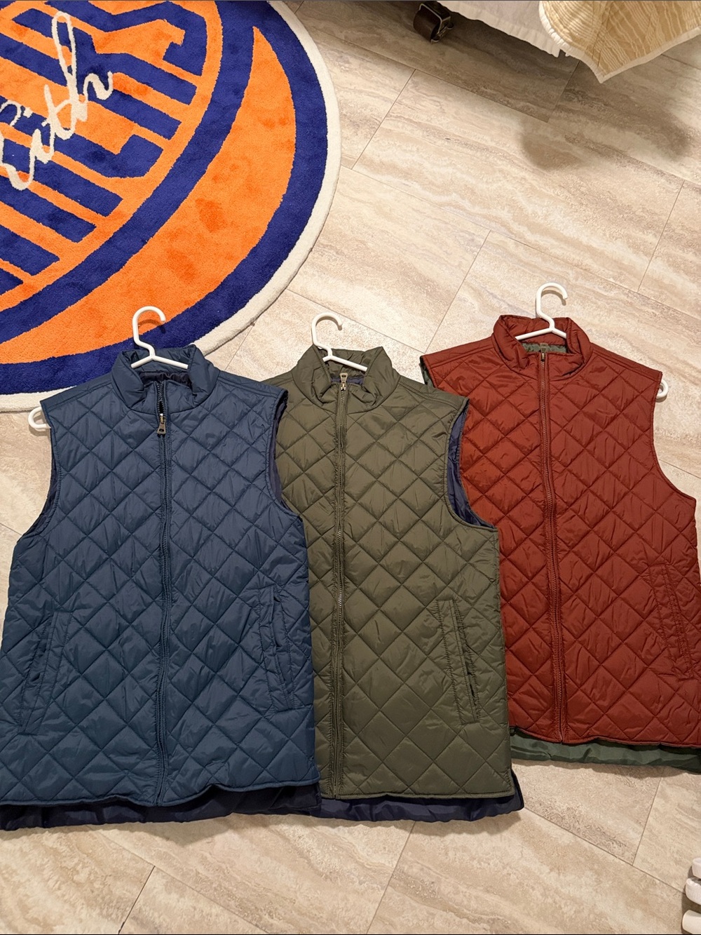 Used Bundle Quilted Men's Vest - Blue, Olive, Rust